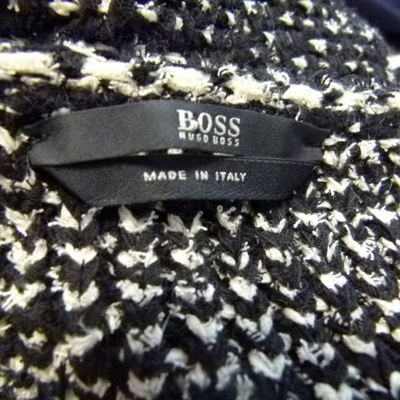 SOLD BOSS womans sweater black white fringe textured xl G21 - Picture 7 of 9